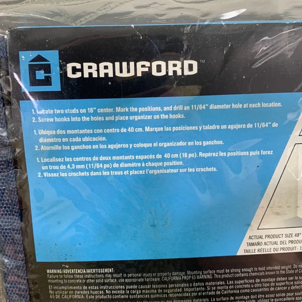 Crawford Vertical Storage Organizer Blue Black Heavy Duty 48